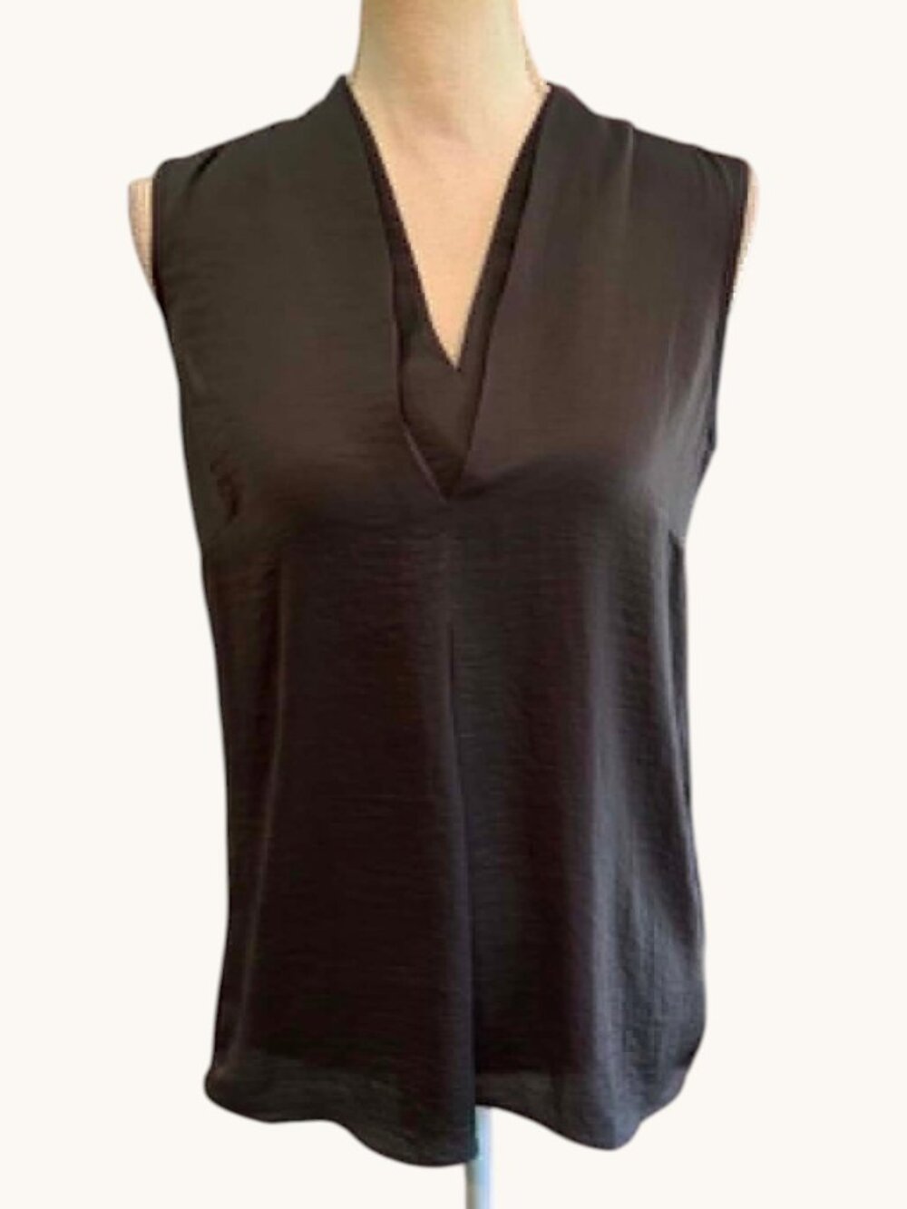 CAbi Gun Metal Iron Gray V Neck Sleeveless Flowy Top Blouse